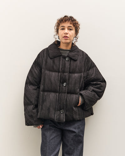 Anggae Jacquard Single Button Puffer, Navy