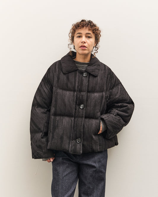 Anggae Jacquard Single Button Puffer, Navy