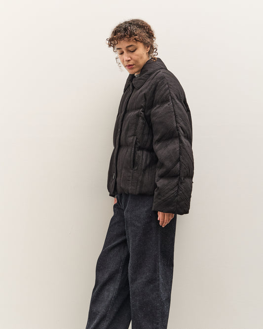 Anggae Jacquard Single Button Puffer, Navy