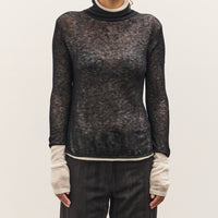 Anggae Layered Two-Tone Turtleneck, Black