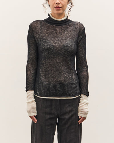 Anggae Layered Two-Tone Turtleneck, Black