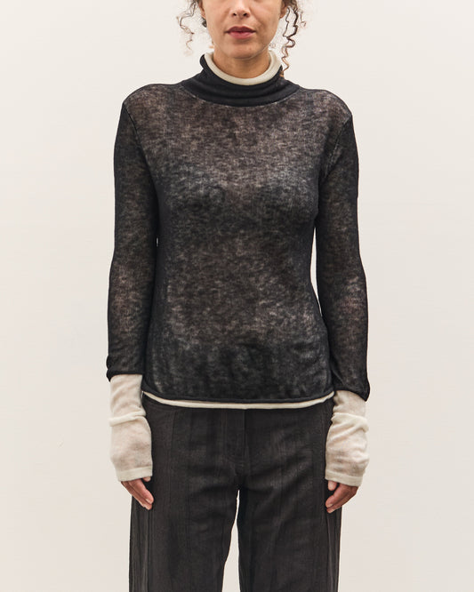 Anggae Layered Two-Tone Turtleneck, Black