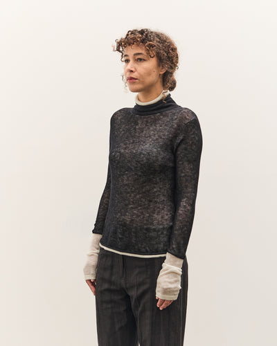 Anggae Layered Two-Tone Turtleneck, Black