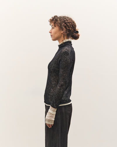 Anggae Layered Two-Tone Turtleneck, Black