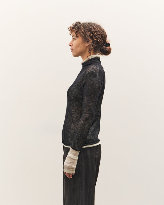 Anggae Layered Two-Tone Turtleneck, Black