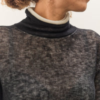 Anggae Layered Two-Tone Turtleneck, Black