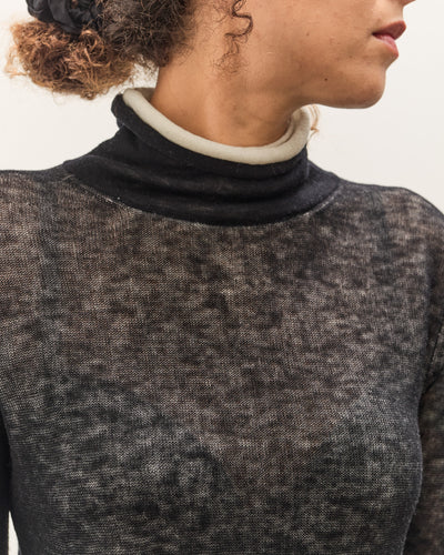 Anggae Layered Two-Tone Turtleneck, Black