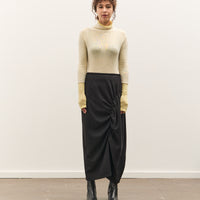 Anggae Asymmetrical Shirring Skirt, Black