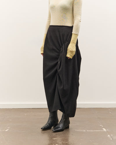 Anggae Asymmetrical Shirring Skirt, Black