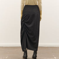 Anggae Asymmetrical Shirring Skirt, Black