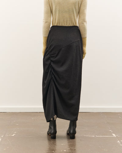 Anggae Asymmetrical Shirring Skirt, Black