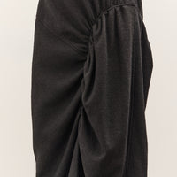 Anggae Asymmetrical Shirring Skirt, Black