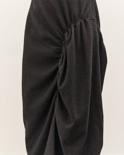 Anggae Asymmetrical Shirring Skirt, Black