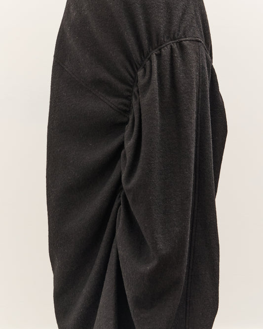 Anggae Asymmetrical Shirring Skirt, Black