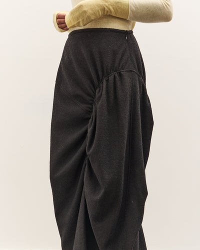 Anggae Asymmetrical Shirring Skirt, Black