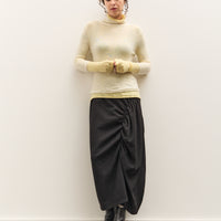 Anggae Asymmetrical Shirring Skirt, Black