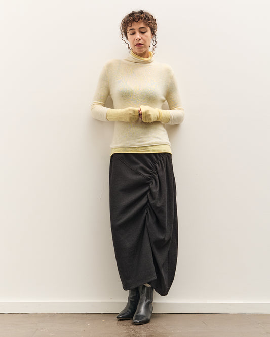 Anggae Asymmetrical Shirring Skirt, Black