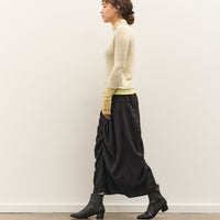 Anggae Asymmetrical Shirring Skirt, Black
