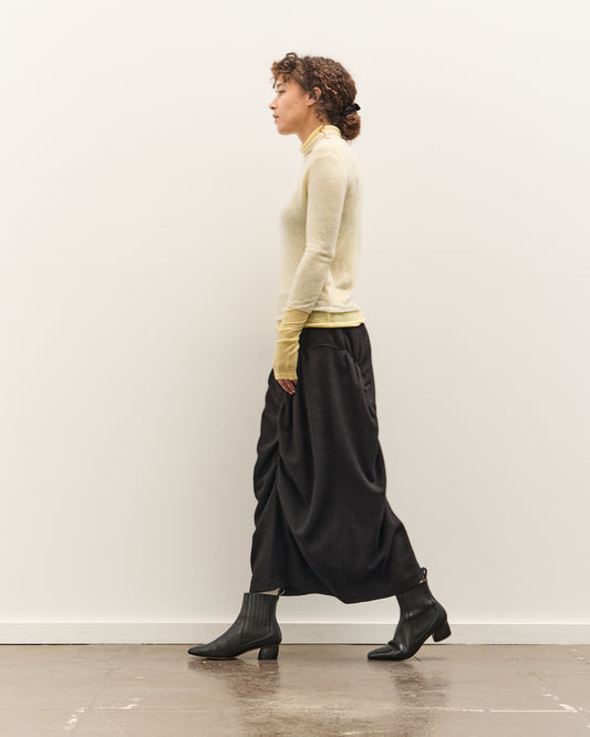 Anggae Asymmetrical Shirring Skirt, Black