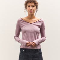 Anggae Contrast Scoop Neck T-Shirt, Pink
