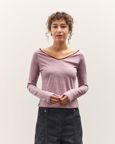 Anggae Contrast Scoop Neck T-Shirt, Pink