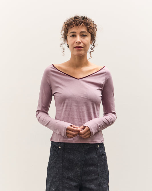 Anggae Contrast Scoop Neck T-Shirt, Pink