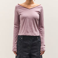 Anggae Contrast Scoop Neck T-Shirt, Pink