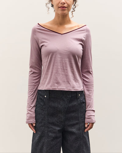 Anggae Contrast Scoop Neck T-Shirt, Pink