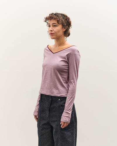 Anggae Contrast Scoop Neck T-Shirt, Pink