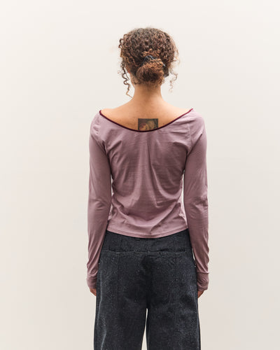 Anggae Contrast Scoop Neck T-Shirt, Pink