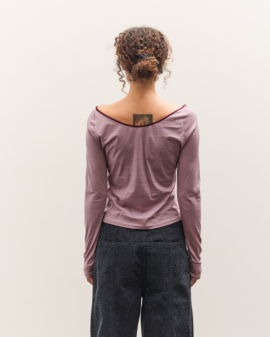 Anggae Contrast Scoop Neck T-Shirt, Pink