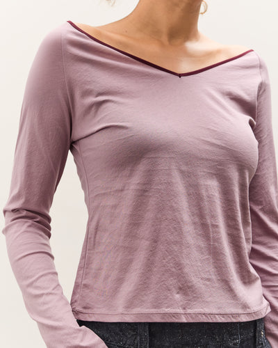 Anggae Contrast Scoop Neck T-Shirt, Pink