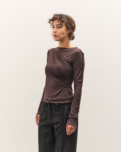 Anggae Cross Layered T-Shirt, Brown