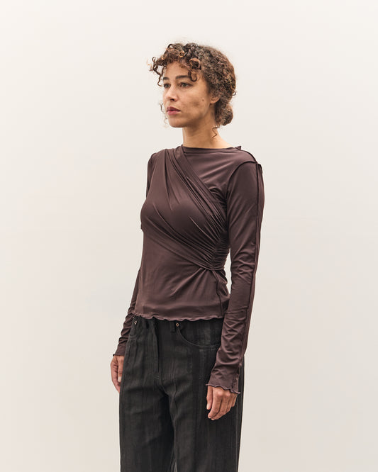 Anggae Cross Layered T-Shirt, Brown