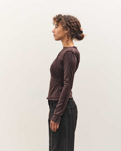 Anggae Cross Layered T-Shirt, Brown