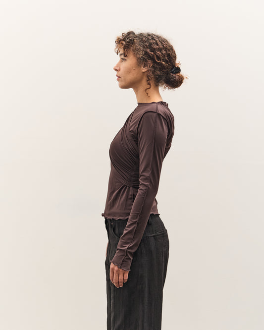 Anggae Cross Layered T-Shirt, Brown