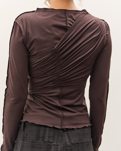 Anggae Cross Layered T-Shirt, Brown