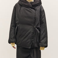 Anggae Hooded Button Puffer, Black