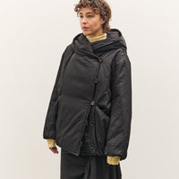 Anggae Hooded Button Puffer, Black