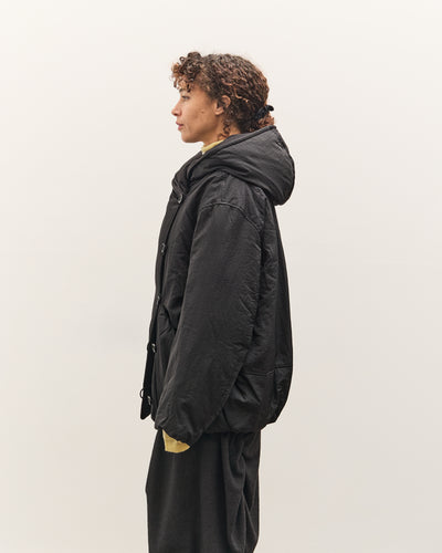 Anggae Hooded Button Puffer, Black