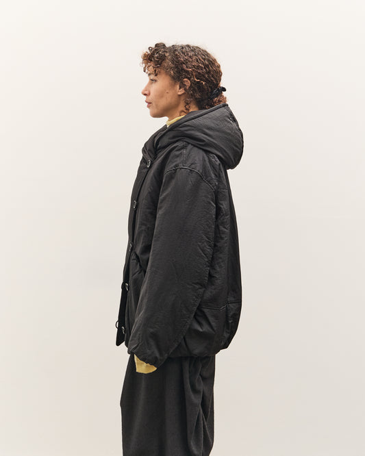 Anggae Hooded Button Puffer, Black