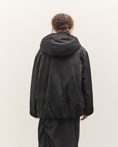 Anggae Hooded Button Puffer, Black