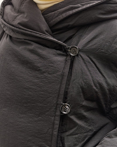 Anggae Hooded Button Puffer, Black