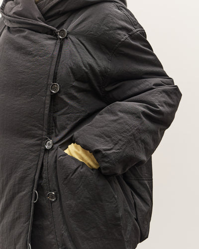 Anggae Hooded Button Puffer, Black