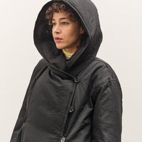 Anggae Hooded Button Puffer, Black