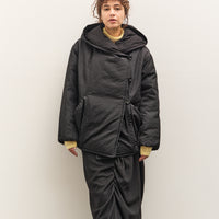 Anggae Hooded Button Puffer, Black