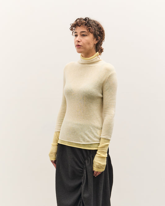 Anggae Layered Two-Tone Turtleneck, Lemon