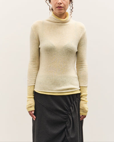 Anggae Layered Two-Tone Turtleneck, Lemon
