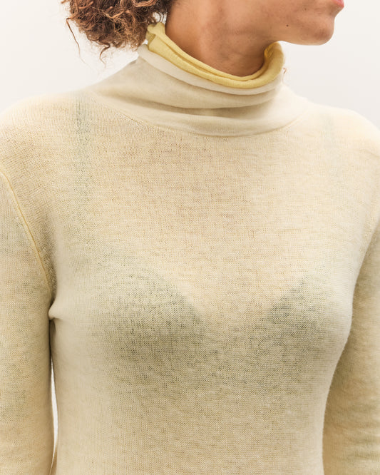 Anggae Layered Two-Tone Turtleneck, Lemon