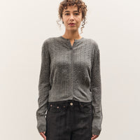 Anggae Smocked Knit Cardigan, Grey